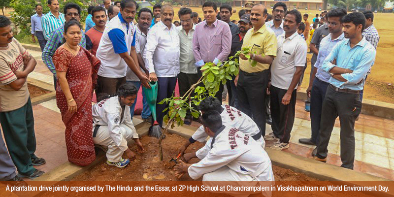 A plantation drive jointly organised by The Hindu and the ESSAR