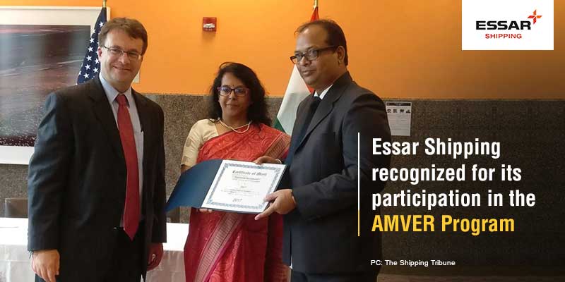 Essar Shipping recognized for its participation in the AMVER Program