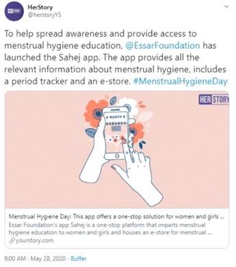 Essar Foundation’s initiative reached such scale that many publications spoke about it, with a feature done by YourStory on the Sahej App for MHDay